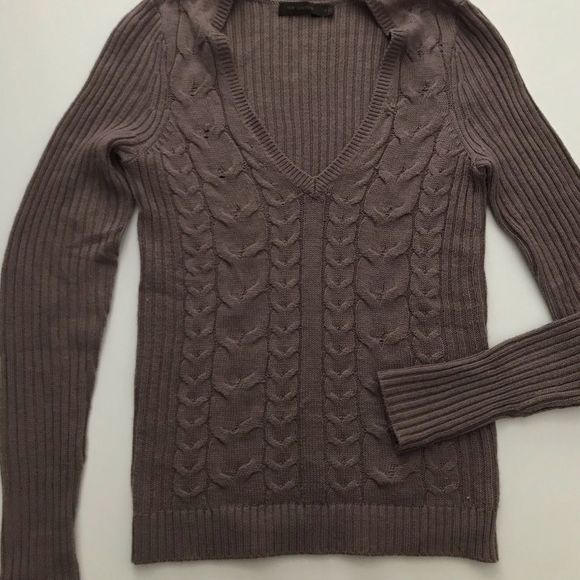 The Limited Sweaters - Lilac V-Neck cable knit sweater